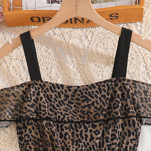 Nuovi Vestiti per Ragazze 2026, Abito Estivo con Spalle Scoperte, Vita Sottile, Stampa Leopardata e Patchwork per Adolescenti - Product Image 2