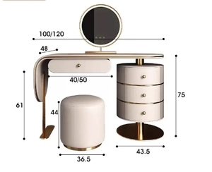 <span class=keywords><strong>Commode</strong></span> moderne en MDF avec éclairage LED et miroir lumineux pour chambre, salon, salle à manger, hall d'hôtel et rangement d'appartement - Product Image 6