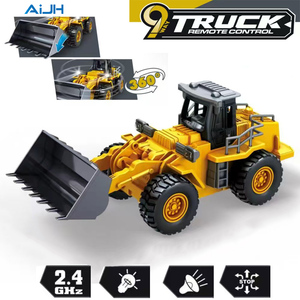 AiJH Camión Bulldozer RC de 9 Canales de Aleación, <span class=keywords><strong>Juguete</strong></span> Metálico con Cargador Eléctrico y Cubo de Acción, Camión RC de Ingeniería - Product Image 1