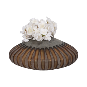 Vaso in Vetro Rotondo Contemporaneo, Vaso Decorativo per Composizioni Floreali da Tavolo, Elemento Moderno per la Casa - Product Image 2
