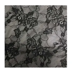 Soft nylon/spandex black tulle wedding chantilly Knitting lace fabric