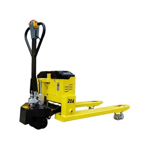 Chariot à palettes semi-électrique avec une capacité de charge de 2000 kg, chariot à palettes industriel à roues en nylon avec une largeur de fourche de 550 mm. - Product Image 1