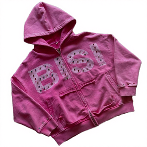 Sudadera con Capucha Extra Grande de Algodón 100% Pesado, Unisex, Personalizada, con Estampado Digital y Diseño de Pedrería - Product Image 4