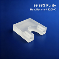 Bloc en U en silice fondue dépolie usiné CNC, composant en quartz en forme de U personnalisé avec trous filetés pour équipement semi-conducteur
