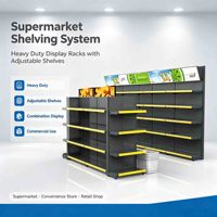 Étagère de présentation d'angle pour supermarché, gondole métallique réglable pour l'épicerie et les magasins de proximité (vente en gros)