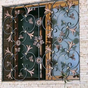 <span class=keywords><strong>Griglia</strong></span> per finestre in ferro battuto forgiato a mano decorazione per la casa rivestita a polvere nera - Product Image 2
