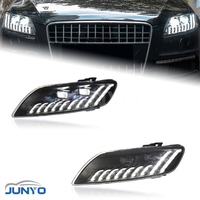 Phares avant dynamiques Junyo Laser LED pour Audi Q7 2006-2015, avec lentille LED modifiée et feux de jour à balayage de bienvenue