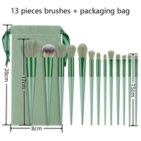 Ensemble de pinceaux de maquillage 13 pièces, pinceaux de maquillage en cheveux synthétiques végétaliens, kit de pinceaux de maquillage cosmétique professionnel avec sac
