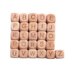 12mm Holz perlen Big Hole Holz Alphabet Schmuck Zubehör quadratische Perlen mit großem Loch - Product Image 6