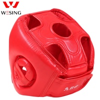 Casque de protection en cuir noir, bleu et rouge WESING pour arts martiaux, casque d'entraînement, protège-tête de boxe