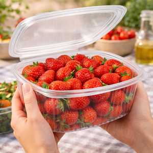 Contenitori ovali trasparenti per alimenti da 500cc con coperchi per conservare liquidi e frutta - Product Image 6
