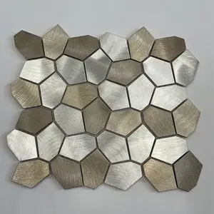 Telha de mosaico de aço inoxidável, malha quebrada, de metal, cozinha, respingo, telhas, mosaico, colmeia