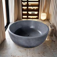 Baignoire autoportante Bali moderne, finition polie, taille personnalisée, utilisation intérieure/extérieure, ovale, écologique, avec accoudoirs, drain et coin de douche pour villa