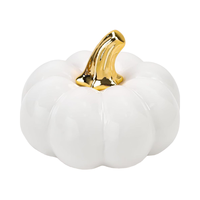 Citrouille en céramique blanche et orange de 10,5 cm, écologique, de haute qualité, artificielle, pour Halloween, Thanksgiving, récolte d'automne, décoration de ferme