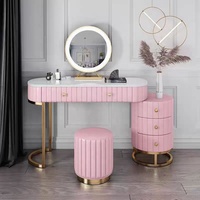 Meuble Coiffeuse Moderne en Bois de Chêne avec Miroir sur Pied et Ottoman – Collection Chambre à Coucher – Offre Spéciale