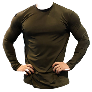 เสื้อยืดคอกลมแขนยาวผู้ชายแบบ OEM สั่งทำพิเศษ ผ้าโพลีเอสเตอร์ 100% กันยับ แห้งเร็ว ระบายอากาศได้ดี น้ำหนัก 200 กรัม สีพื้นเรียบ สำหรับออกกำลังกายและฟิตเนส - Product Image 1