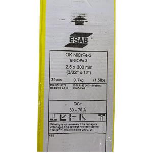 <span class=keywords><strong>ESAB</strong></span> / <span class=keywords><strong>Baguette</strong></span> de soudage / OK NiCrFe-3 / ENiCrFe-3 / 2.5X300mm(3/32 x 12 pouces) - Product Image 4