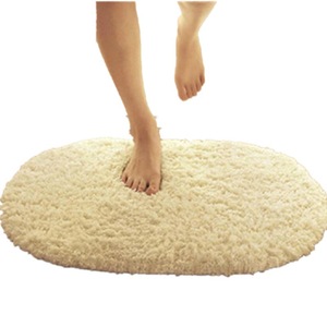 Oval Plush <b>Bath</b> <b>Mat</b> Solid Color Non Slip Polyester Fiber For Bathroom Home Use - Product Image 5