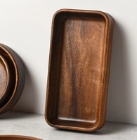 Plateau de service rond en bois de noyer de qualité supérieure, 2 compartiments, plateau à collation divisé pour fruits, noix, apéritifs