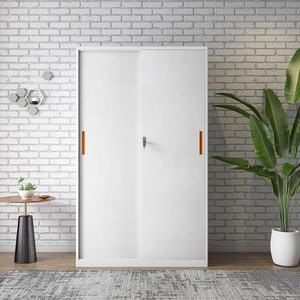 Design semplice moderno bianco 2 porte scorrevoli in acciaio camera da letto bambino in metallo armadio in acciaio <span class=keywords><strong>armadietto</strong></span> per Hotel e magazzino uso - Product Image 3