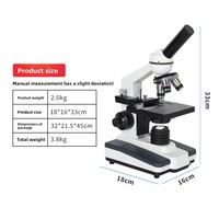 SCIEDU Monocular Biological Microscope LED Light Student Teaching Laboratory Experiments Cell Observation Microscope