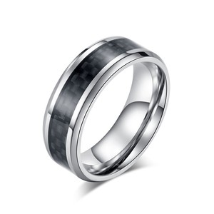 Trendy <b>titanium</b> steel and carbon fiber inlaid <b>rings</b> for men, a niche, high-end, fashionable and unique accessory. (Note: The las - Product Image 5