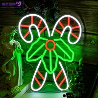Rot-Grünes Weihnachts-LED-Neonschild, Zuckerstangen-USB-Neonlicht, Wanddekoration für Schlafzimmer, Zuhause, Weihnachtsfeier, Geschenk für Jugendliche & Familie
