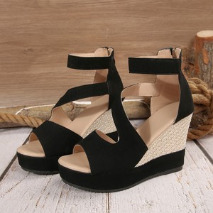 Nouvelles sandales compensées pour <span class=keywords><strong>femme</strong></span>, style rétro, à bout ouvert, épaisses et confortables, à talon haut, pour un look décontracté - Product Image 2
