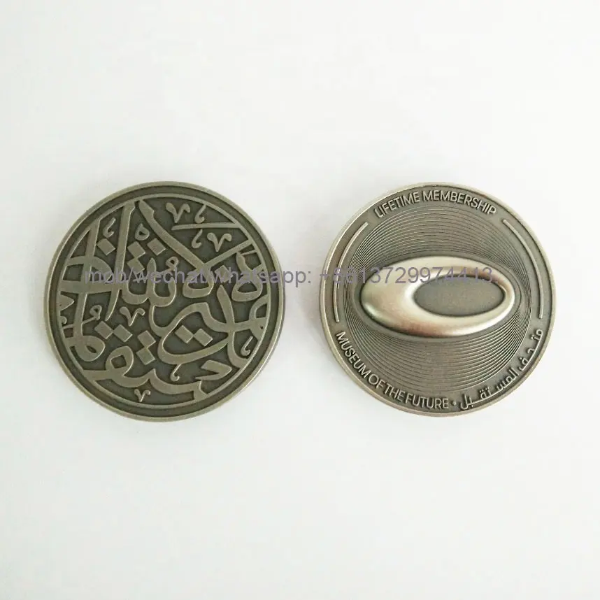 Élégant à collectionner EAU musée du futur membre à vie 3d souvenir en métal vintage antique argent médaillon médaille