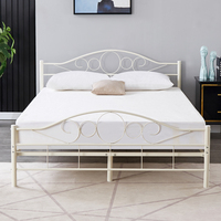Base de Cama Metálica Desmontable con Cabecera y Piecera Arqueadas, Plataforma con Soporte de Láminas para Dormitorio, Hotel, Habitación de Huéspedes