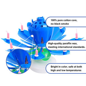 Importazione rotante belle candele musicali musicali ritardanti di fiamma magiche fiori di loto di compleanno - Product Image 3