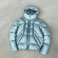 Veste coupe-vent personnalisée avec logo, doudoune d'hiver pour homme, style hip-hop streetwear, en nylon ripstop thermique, avec capuche à bulles