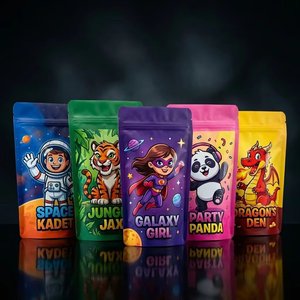 Bolsa Mylar con Cierre Hermético a Prueba de Olores, Certificada 16 CFR 1700.20, Resistente a Niños, Color Negro Mate, con Logotipo Personalizado, 3.5g 7g, para Gomitas - Product Image 1