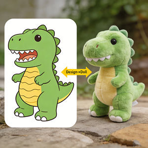 Peluche de Tiranosaurio <span class=keywords><strong>Rex</strong></span> Personalizado Directo de Fábrica, Transforma Tu Diseño de Dibujos Animados en un Juguete de Peluche de Alta Calidad, Lindo Dinosaurio Verde - Product Image 1