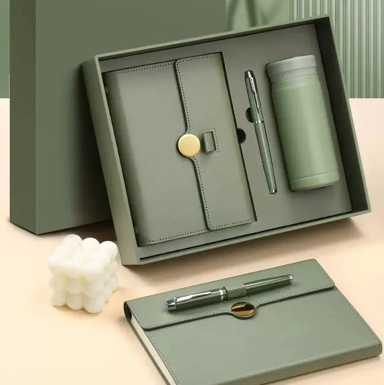 Produk pemasaran kustom pena logam buku catatan Loose-leaf cangkir termos Set hadiah promosi bisnis