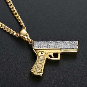 قلادة رجالي بتصميم جديد من JINSE, قلادة رجالي بتصميم شخصية من أحجار الزركونيا المكعبة ، قلادة مزدوجة مطلية بالذهب - Product Image 4