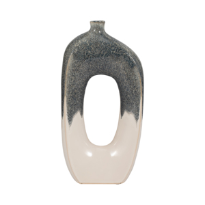 Vaso in Ceramica Curvo con Ritagli, Design Bicolore per Arredamento Soggiorno, Camera da Letto, Ufficio - Product Image 1