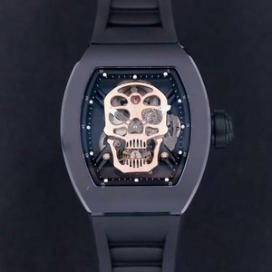 Reloj Mecánico de Hombre con Diseño de Calavera, de Fibra de Carbono, Forma Tonneau, para Negocios y Deportes - Product Image 1