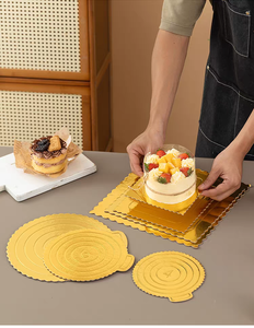 Mini planches à gâteaux dorées rondes carrées Base de Cupcake assiettes en papier cercle planche à Dessert pour gâteau bricolage cuisson fête mariage anniversaire - Product Image 6