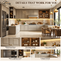 Paket Kabinet Dapur Panel Melamin Siap Pasang dengan Set Pintu Depan untuk Program Volume Proyek Rumah Keluarga Tunggal