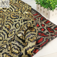 Tissu Nanyee Textile Fashion à broderie plate, motif léopard, 3 couleurs, paillettes, pour chaussures, pantoufles, mariage, 100% polyester
