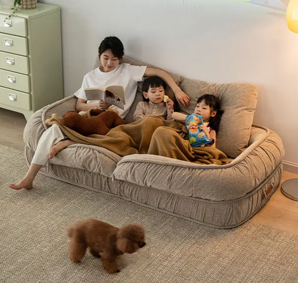 Tempat tidur Sofa King Trilo, tempat tidur Sofa lembut Cama hangat musim dingin desain Modern untuk keluarga dan hewan peliharaan