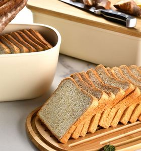 Boîte en fibre de bambou blanche de 6 L pour comptoir de cuisine, planche à découper épaisse avec support de rangement pour pain fait maison - Product Image 4
