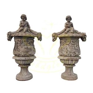 Vendita calda in marmo bianco scultura di arte vaso di fiori per giardino all'aperto dell'hotel Street decorazione del paesaggio Design di qualità pietra giardino - Product Image 5