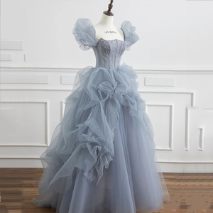 Vestido de noche azul para mujer para celebrar su cumpleaños, vestido de novia estilo francés, vestido de gala de alta gama. - Product Image 2