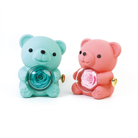 Konservierte Rose Teddybär Geschenk I für Dich Halskette - Ewige Blumen für Abschlussfeier Mama Ehefrau Freundin - Langlebig 3-5 Jahre