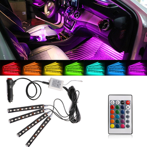 Tira de luces LED RGB de 9 LEDs con control remoto por voz, iluminación ambiental Dinámica decorativa para Interior de coche - Product Image 2