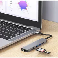 Base de Expansión Portátil Multifunción 6 en 1 Tipo-C, Hub USB 3.0 de Alta Definición 4K, Convertidor con Conectividad Fácil, Ranura SD