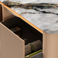 Ensemble de meuble-lavabo en aluminium avec vasque en céramique, miroir intelligent et meuble moderne en marbre pour appartement, garantie 5 ans