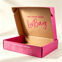 Boîte d'expédition rose pour cosmétiques, emballage personnalisé avec logo imprimé, protection en carton ondulé pour produits de beauté